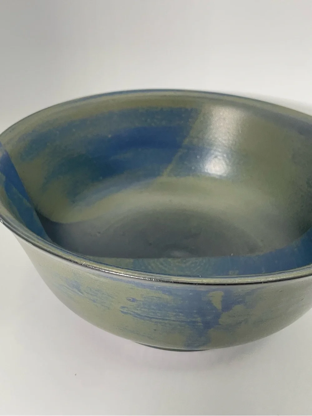 Nancy Patterson-Lamb  Style Iron Mountain Stoneware 10”Bowl.  Blue Green.